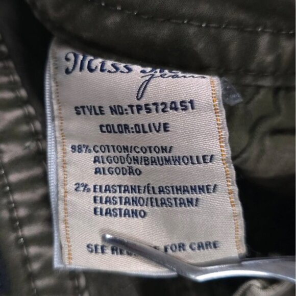 MISS ME TP5724S1 Skinny Designed in USA 🇺🇸 Olive Green Jeans Acid Wash Size 28 - Picture 12 of 12
